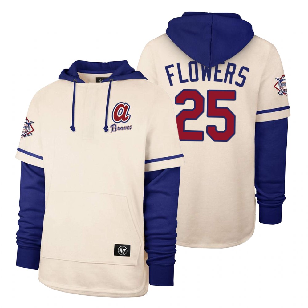Men Atlanta Braves #25 Flowers Cream 2021 Pullover Hoodie MLB Jersey->customized mlb jersey->Custom Jersey